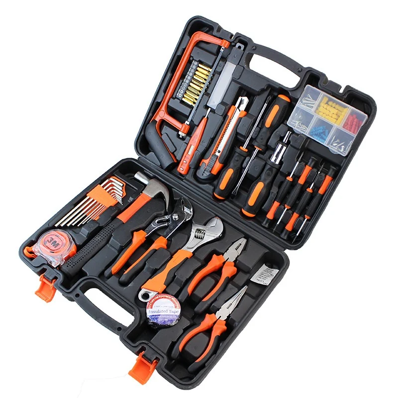 

Small carbon steel home hardware toolbox set, full set of woodworking decoration repair gift set