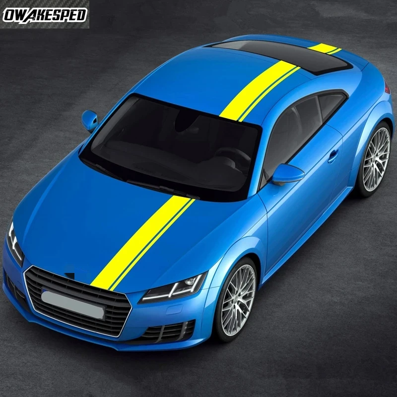 3pcs Racing Sport Stripes Car Hood Roof Tail Decor Sticker For Audi TT TTRS TTS MK1 MK2 MK3 8N 8J 8S Auto Body Vinyl Decals