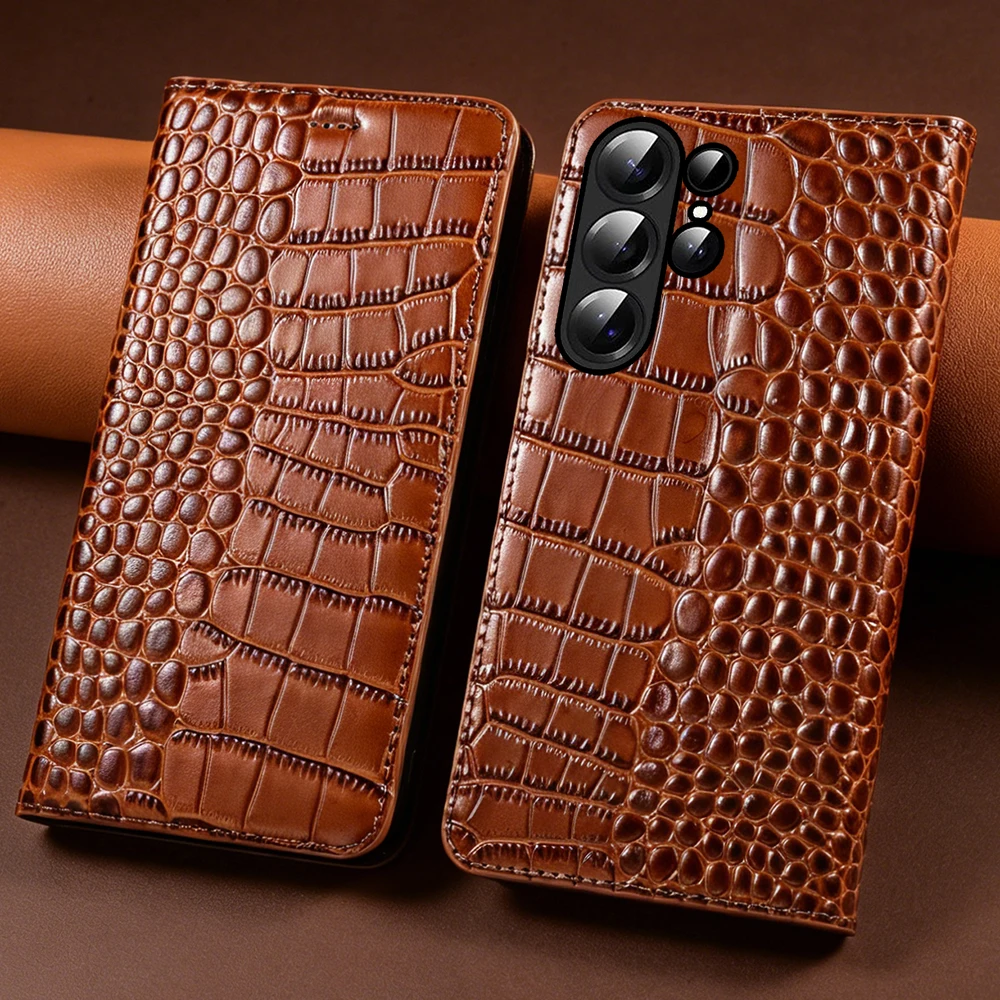 

Genuine Leather Magnetic Wallet Flip Case Card Slot For Samsung Galaxy S26 S25 S24 S23 S22 S21 S20 S10 S9 S8 S7 ultra + Plus Fe