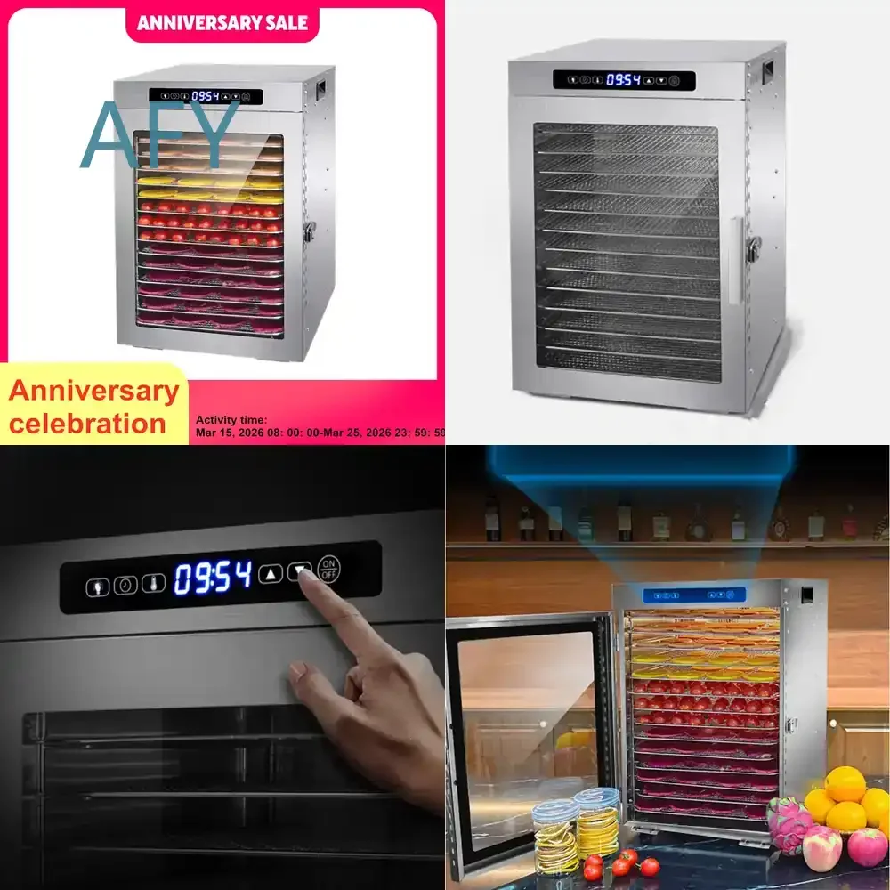 14 Tray Food Dehydrator for Home Use 1200W Stainless Steel Fruit and Vegetable Dryer with Digital Timer for Kitchen Appliance