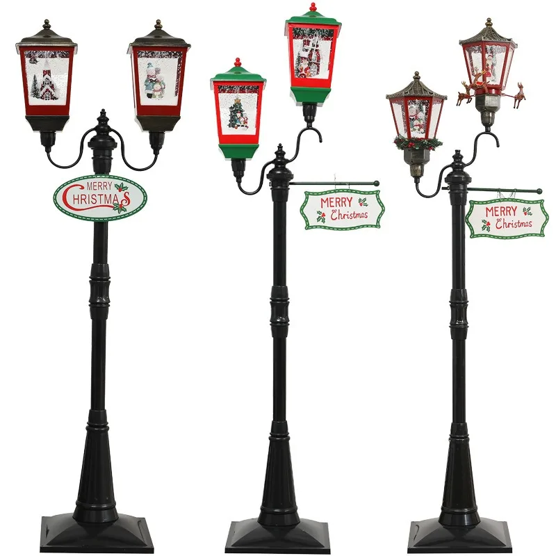 Christmas decorations snow street lights music snow lights shopping mall hotel snow atmosphere window scene