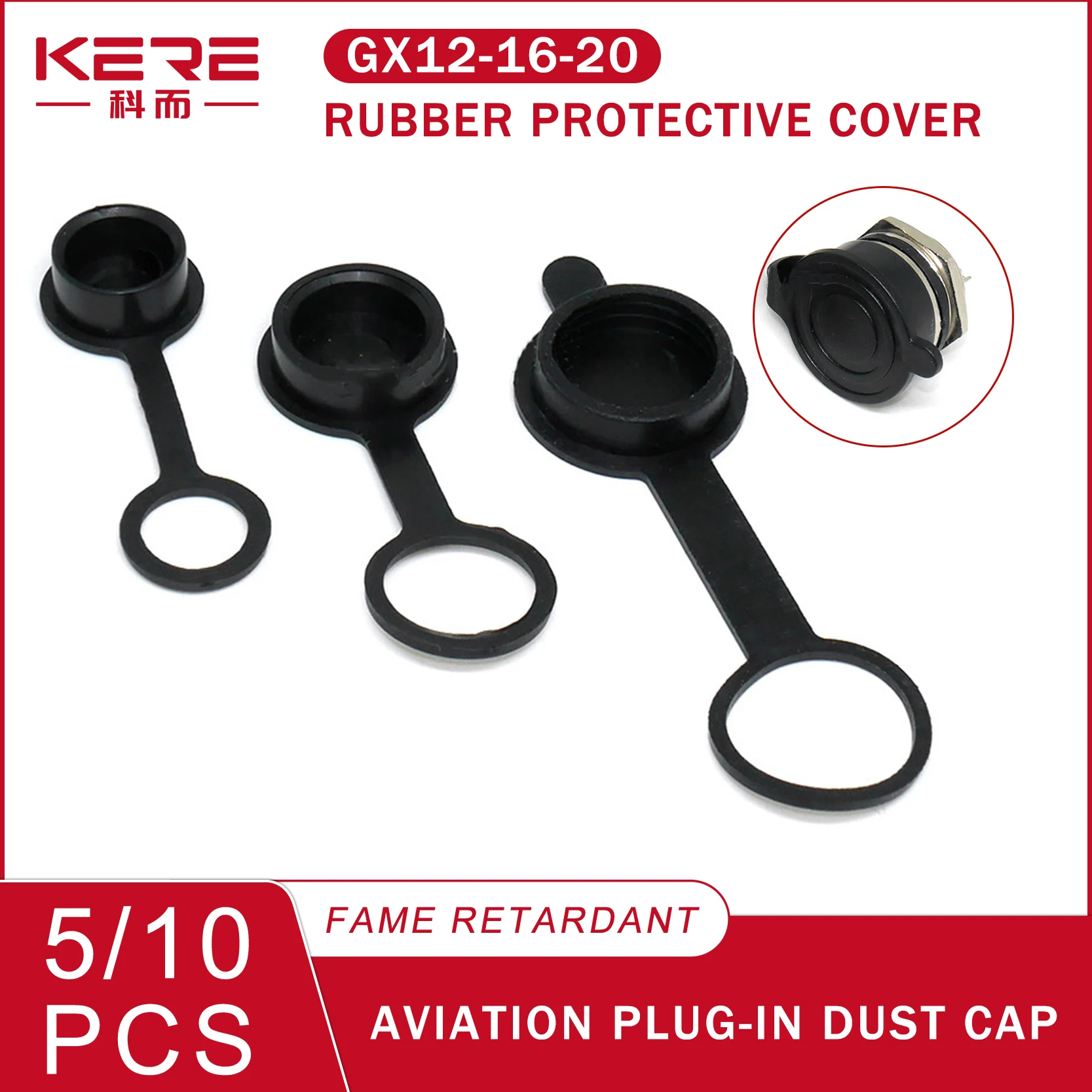 KERE GX12 GX16 GX20 Aviation Circular Plug Socket Waterproof Dust Cap Welding Cable Connectors Rubber Protective Sleeve Cover