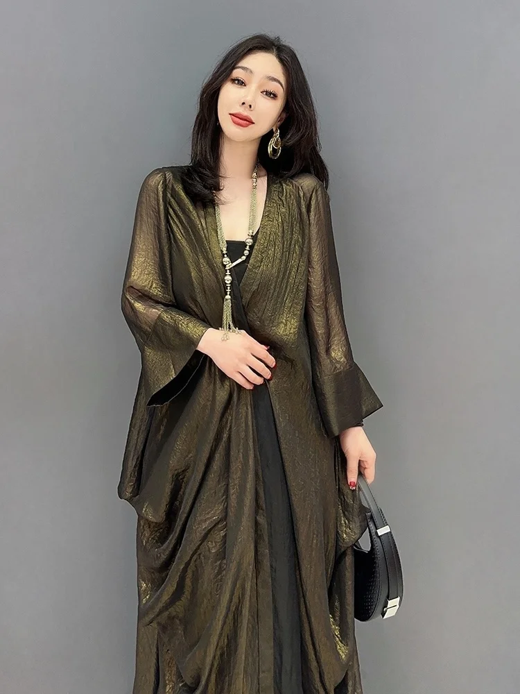 Vefadisa 2024 Spring Summer New Fashion Casual Two Sided Irregular Loose Casual Women Wear Trench Trendy Matching Top ZY593