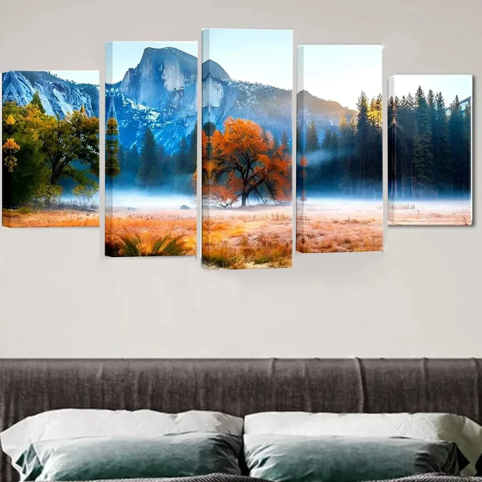 5 panel National Park Full Diamond Embroidery 5D mosaic Painting Wall Decoration California Mountain Sunrise Tree cross stitch