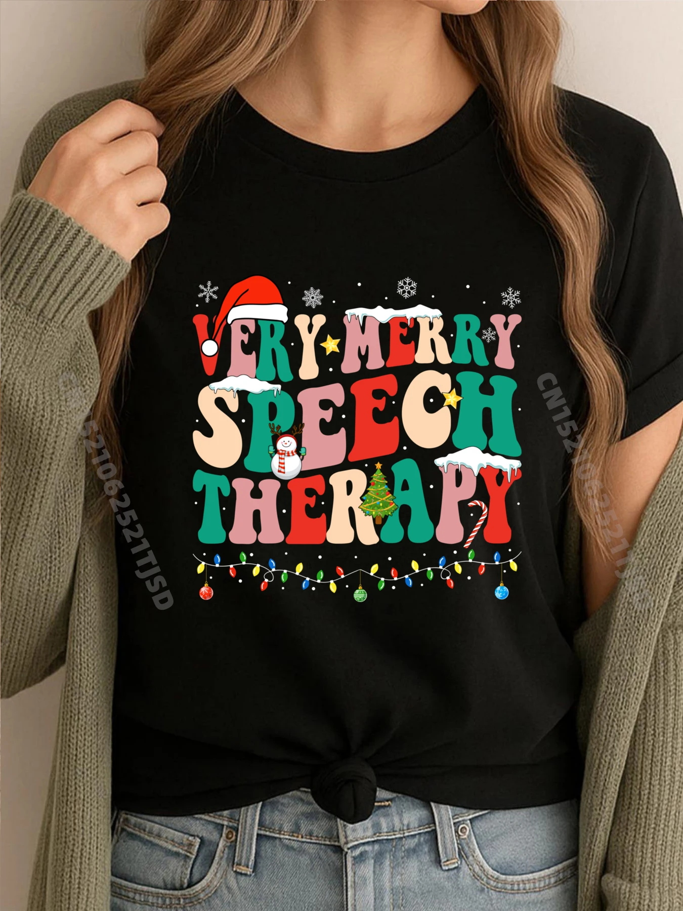 

Very Merry Speech Therapy Christmas Speech Therapist Slp Camisetas High Quality Men's T-Shirt Outdoor