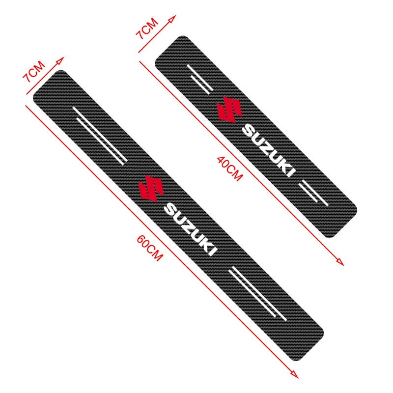 4PCS Car Carbon Fiber Leather Door Sill Bumper Protector Sticker For Suzuki Jimny SX4 Grand Vitara IGNIS Swift Samurai SV Baleno