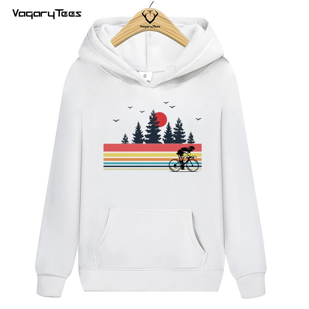 Vintage Retro Bicycle Cycling   Bike Outdoor Cyclist Pullovers Classic Print Sweatshirt Hoodies Unisex style Tops