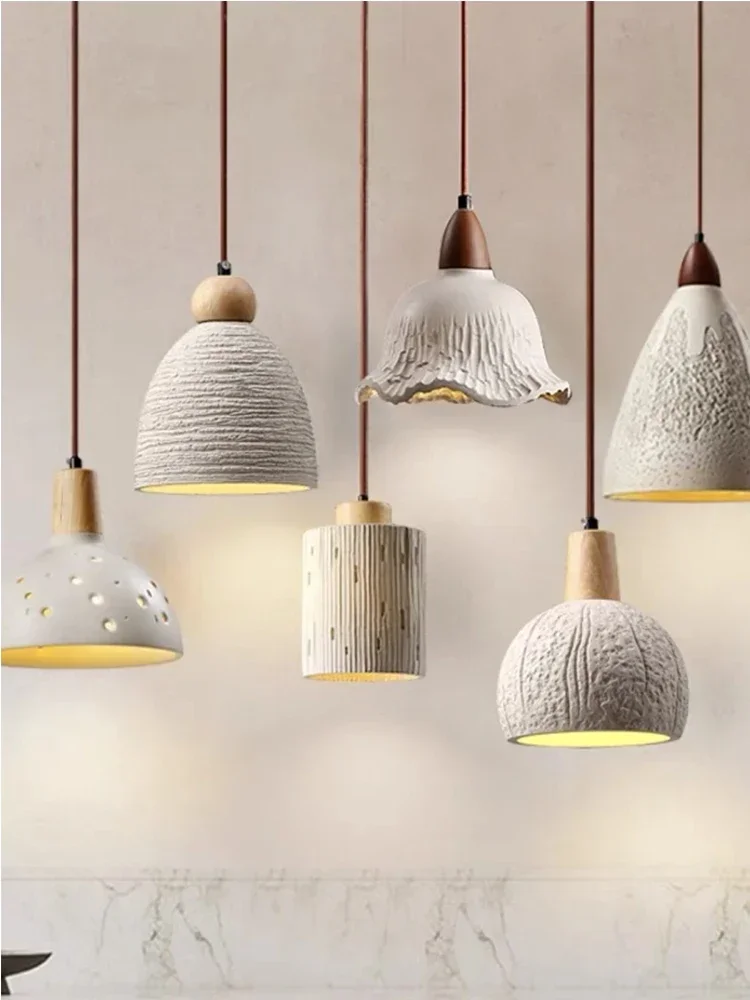 

2025 Modern New Bedroom Bedside Ceiling Chandelier Led Pendant Light High Concrete Cement Wabi Sabi Study Bar Art Loft Designer