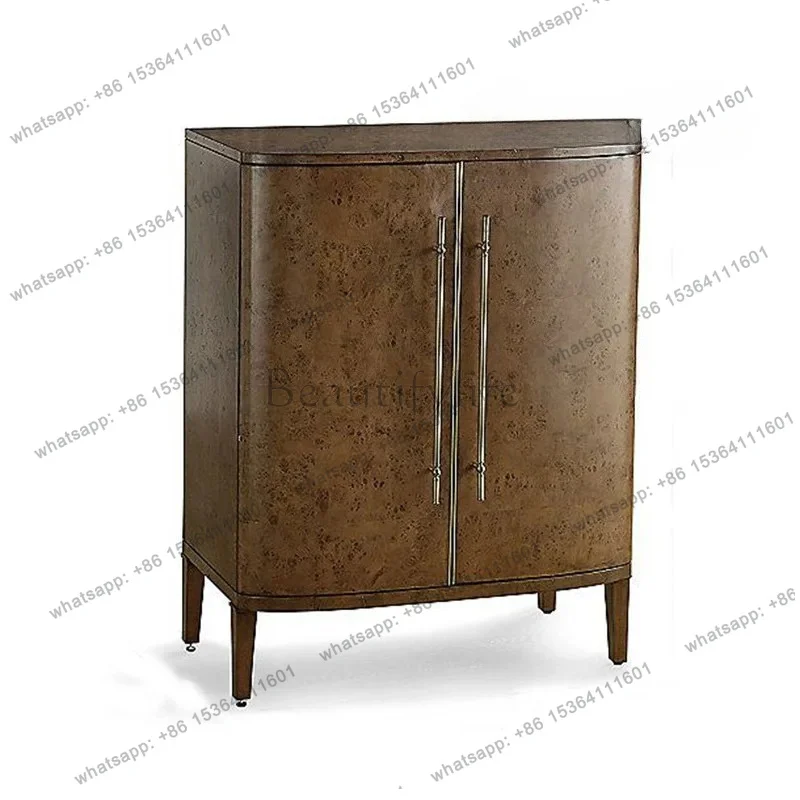 

zj.French classical solid wood wine cabinet against the wall French retro home storage simple double door porch shoe cabinet