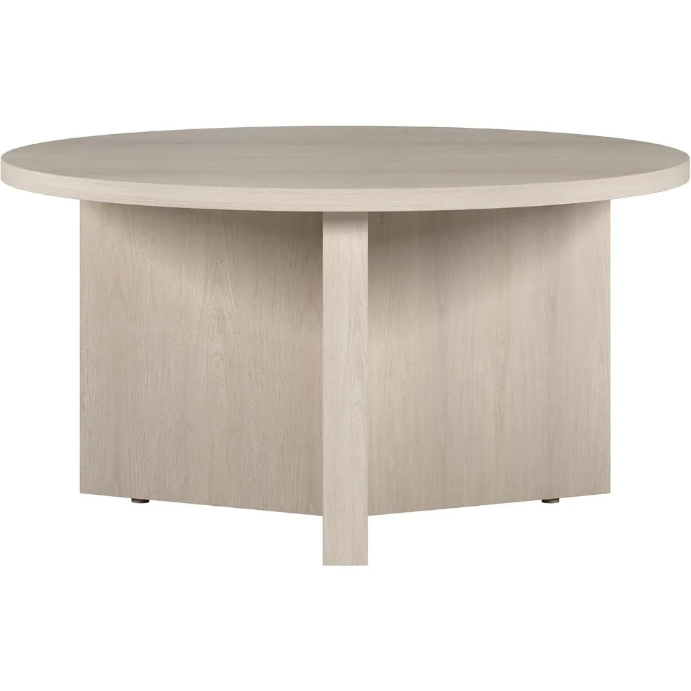 

Henn&Hart 32" Wide Round Coffee Table in Alder White, for Home, Living Room, Bedroom, Entertainment or Office