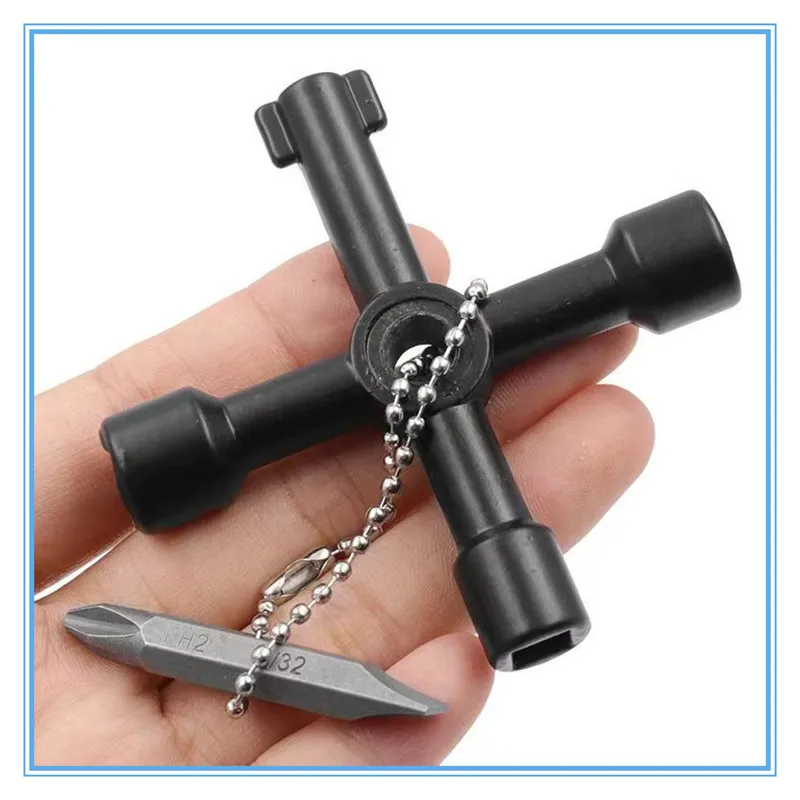 Llave Universal multifunción 4 en 1 cruzada/cuadrada/triangular para válvula contadora de Gas/gabinete eléctrico/asensor/agua