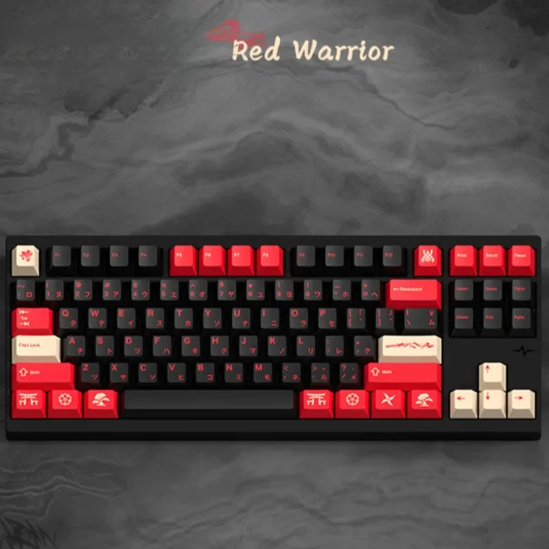 Red Warrior PBT Sublimation Keycaps 134 Keys Customized Personalized Cherry Profile Keycaps for Wooting Mechanical Keyboard Gift