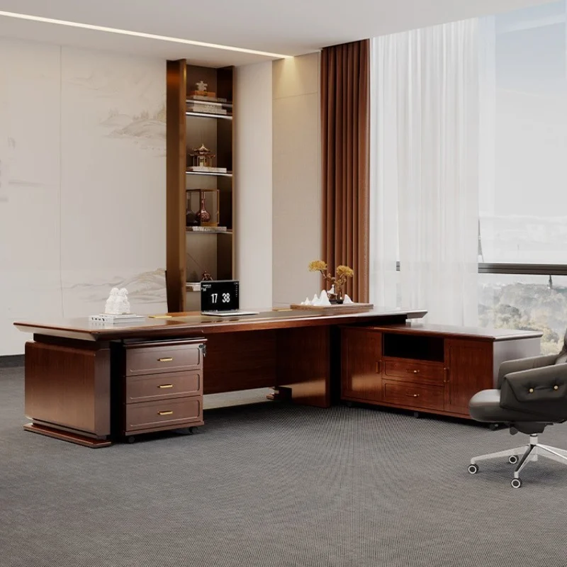 custom.'s Office Desk, High-end, CEO's Office,'s Office, New Style Solid Wood Leather Large Desk