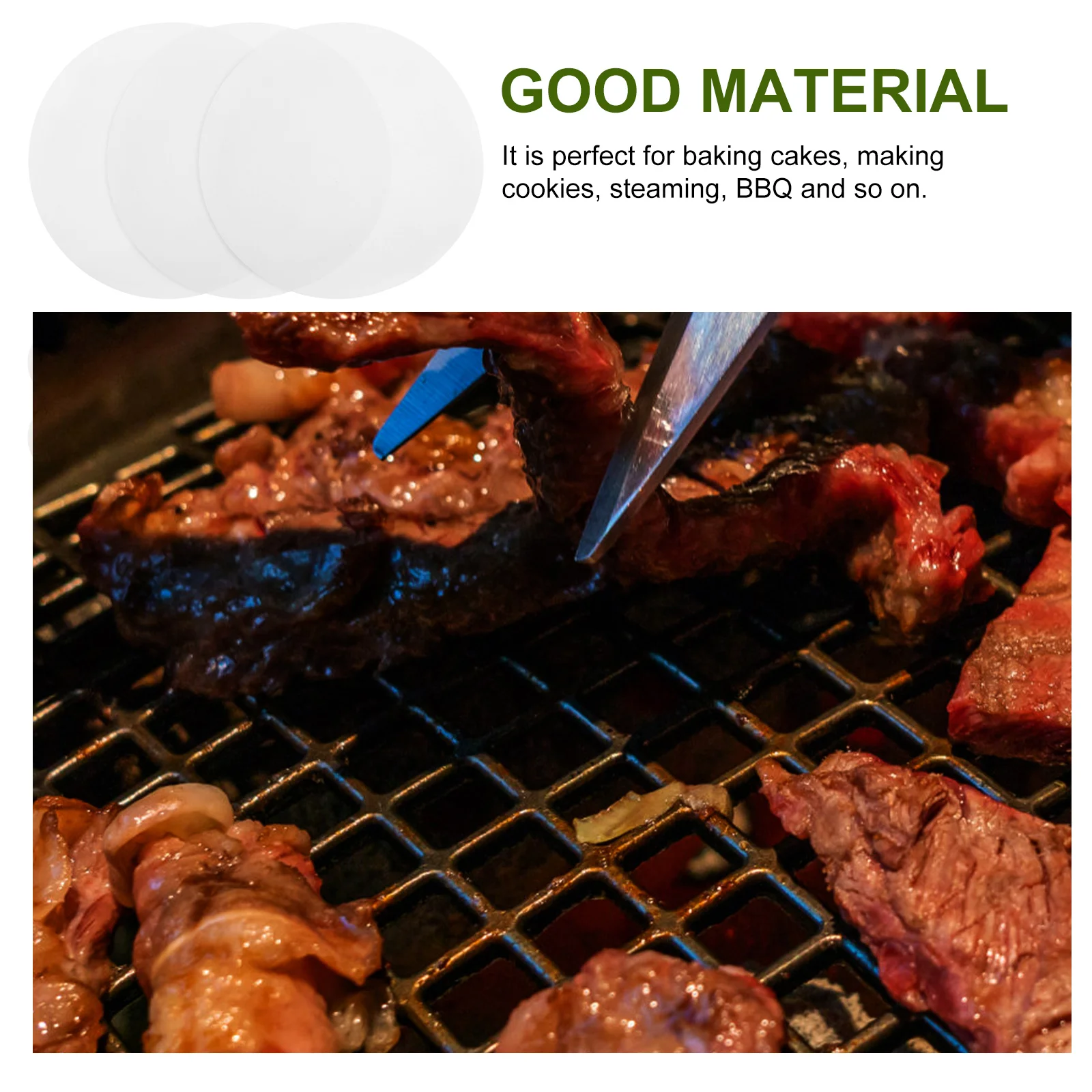 

100Pcs 8 Inch Round Barbecue Paper Non-Stick Parchment Baking Sheets for Cooking Steaming Enhances Taste Round Barbecue Paper