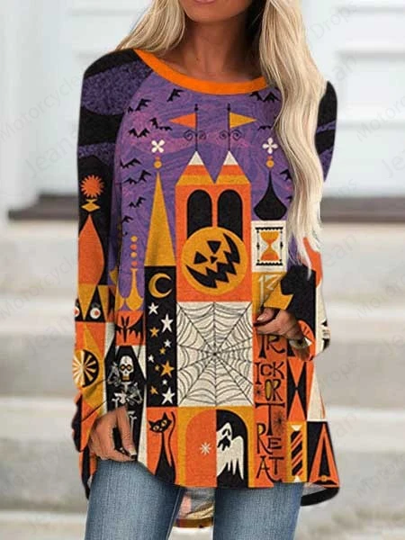 Cartoon Halloween 3d Print T-shirts Women Fashion T-shirt Long Sleeve Tops Tees Casual Long Tunic Top Horror Ghost Tshirt Female