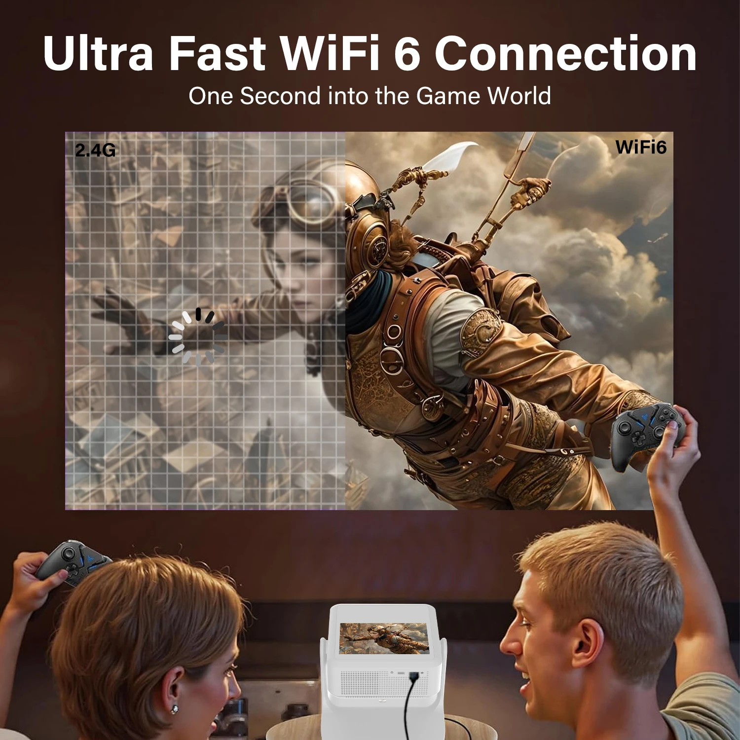 Aepuosem A2pro 4K WiFi Projector - Dual Screen, Android OS, Home Theater, Supports Gaming & Karaoke