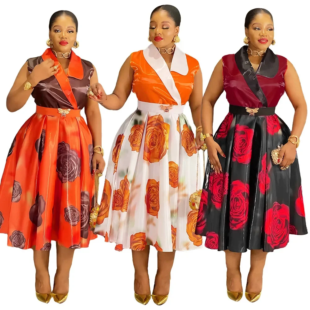 

Plus Size African Party Dresses for Women 2025 New Fashion Dashiki Ankara Wedding Gowns Elegant Muslim Midi Dress Outfits L-3XL