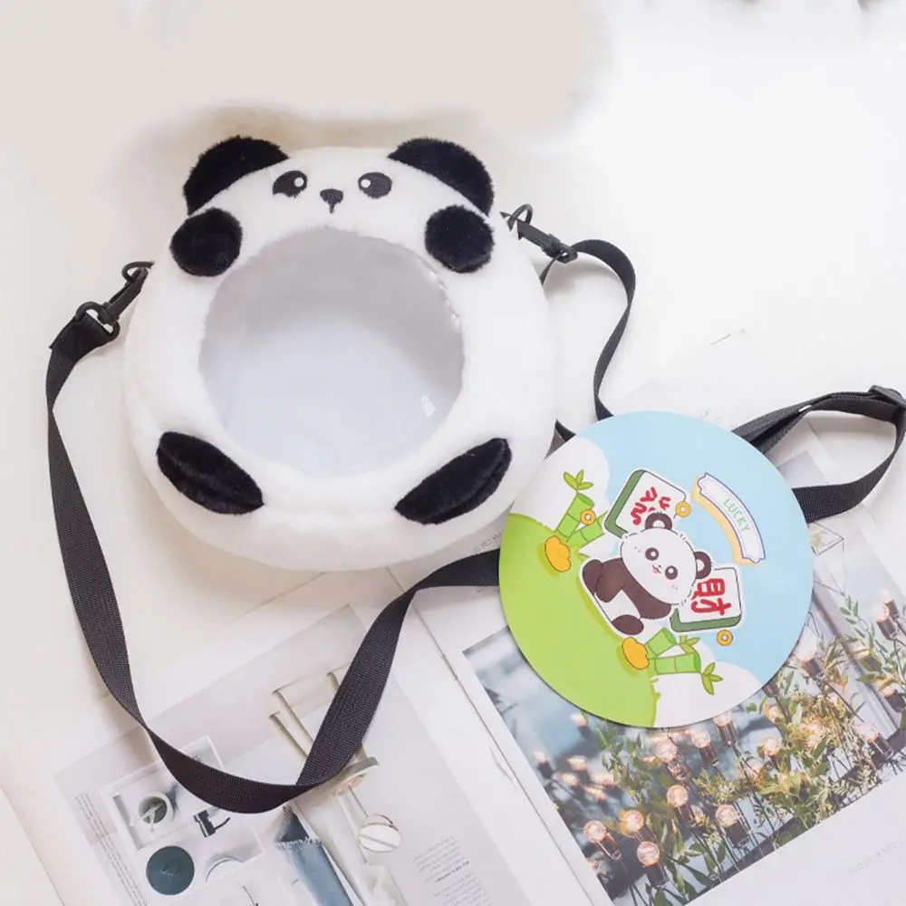 Kawaii Capybara Plush Doll Coin Purse Portable Cartoon Plush Crossbody Bag Transparent Window Soft Cute Panda Badge Bag Girls