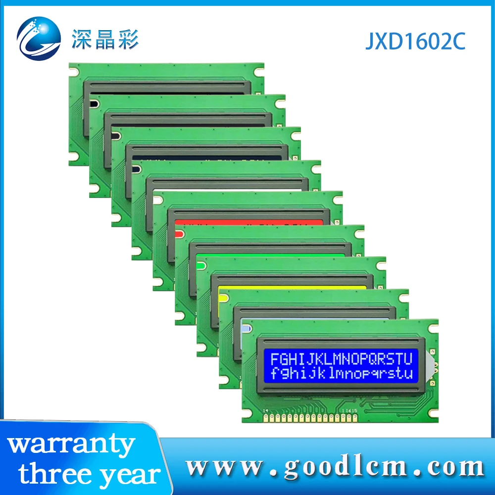 

1602C 2x16 lcd display 16x02 LCD module hd44780 drive Multiple mode colors are available 5.0V or 3.3V power STN Blue