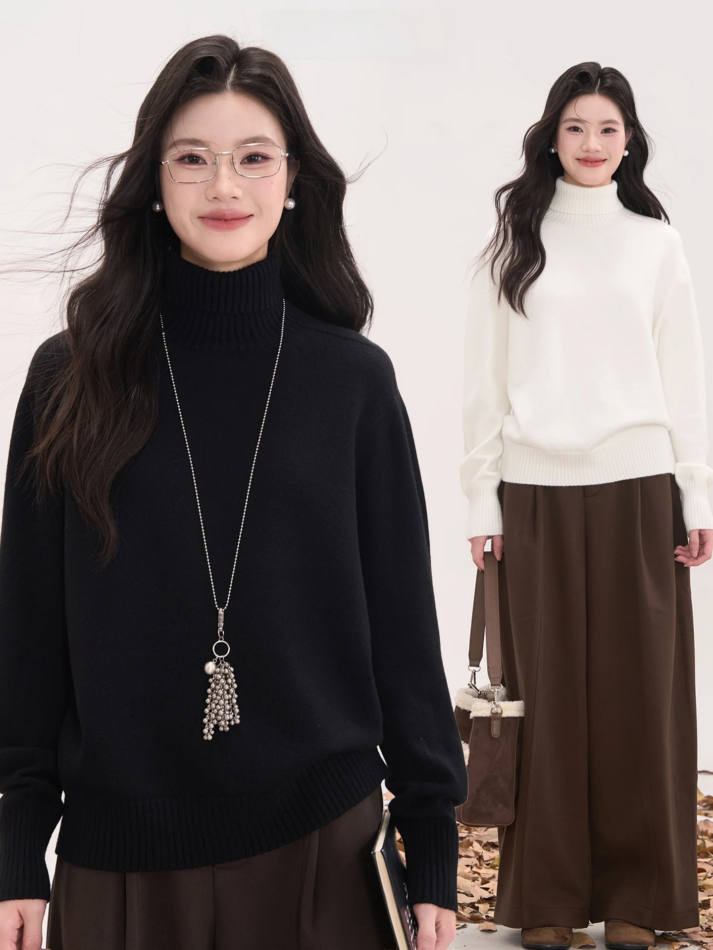 

Heme 0 Wool High Ne Knitwear Women's Faion Versatile Slimming Ele Autumn Winter Sweater Floral Field Display