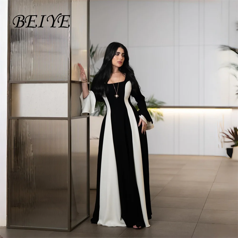 

Вечернее платье BEIYE Classic черного цвета с длинными рукавами, А-силуэт, квадратный вырез, длина в пол, для вечеринок, на заказ