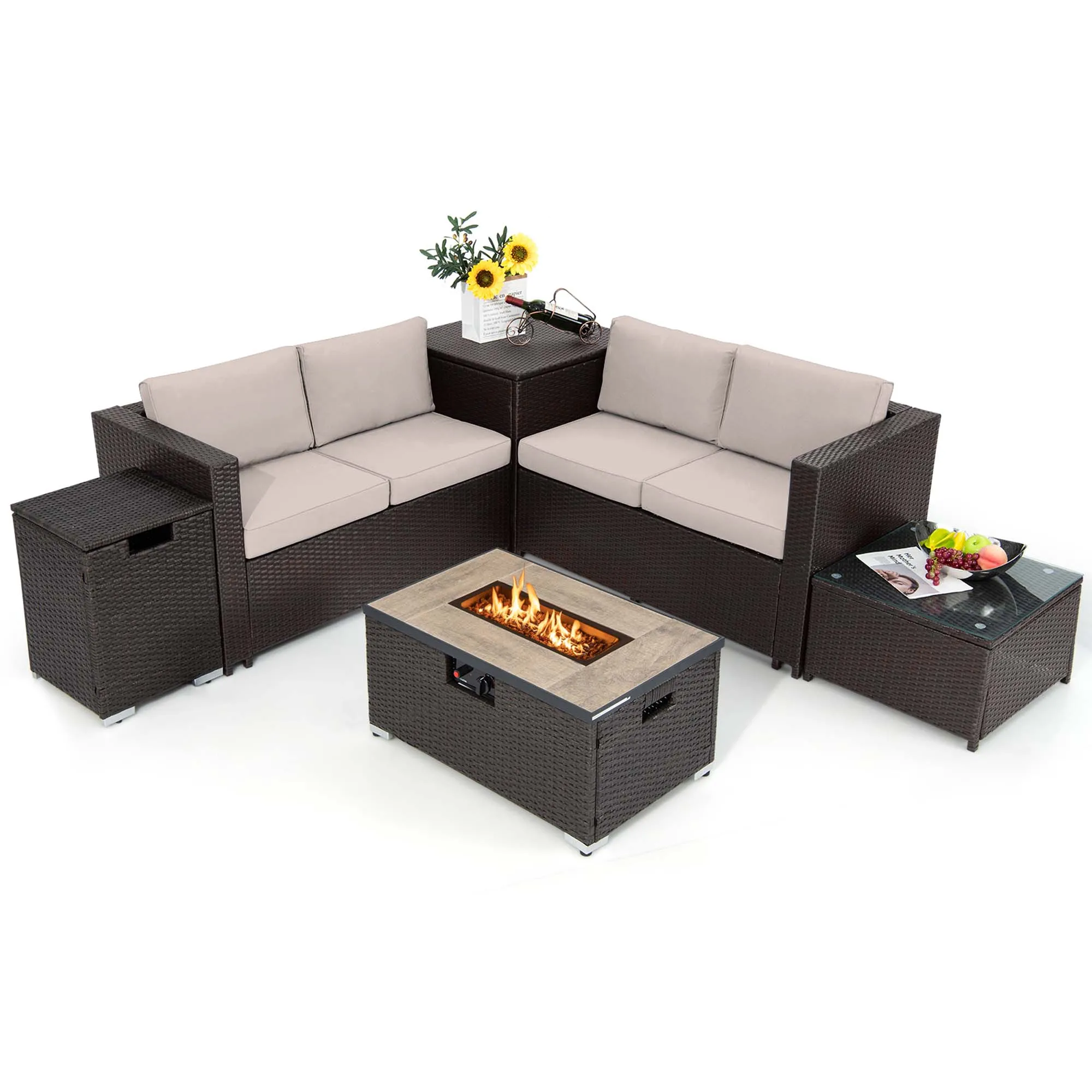 6PCS Patio Rattan Furniture Set 32