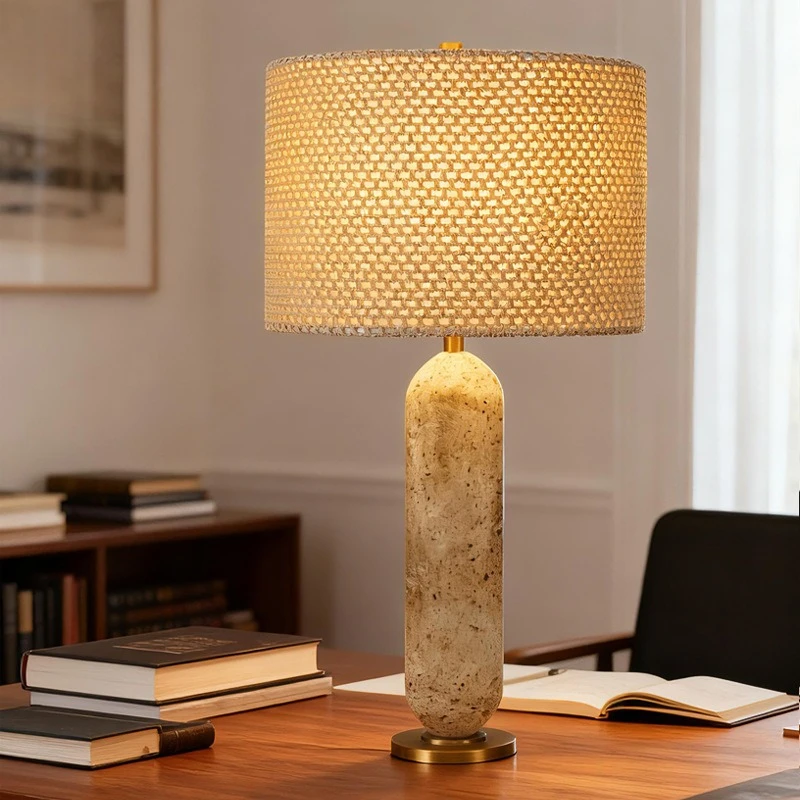 

Винтажный напольный светильник из натурального камня со светодиодами, атмосферный декор для гостиной, спальни, кабинета, виллы, отеля, прикроватный, высококачественный настольный светильник для дома