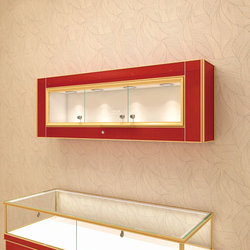 

New tempered glass jewelry display cabinet wall-mounted wall hanging cabinet window display cabinet boutique counter jew