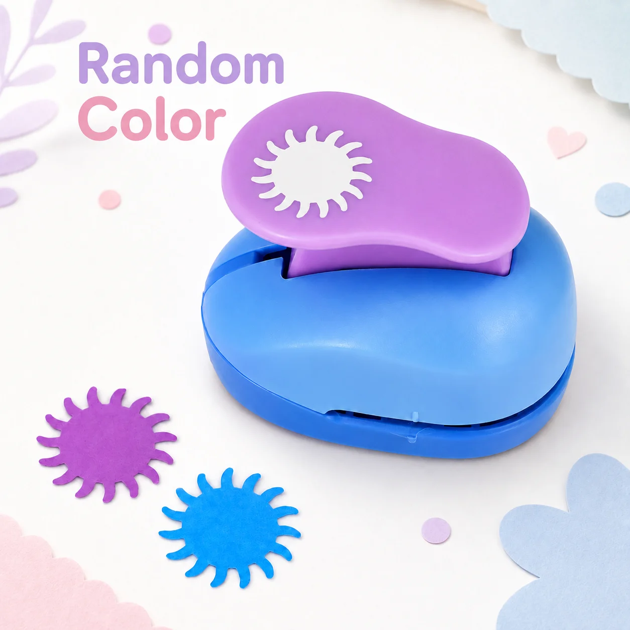 Sun Shape Mini Paper Punch, Portable Manual Craft Punch for Scrapbooks, Cards, Gift Tags & DIY Paper Crafts, Random Color