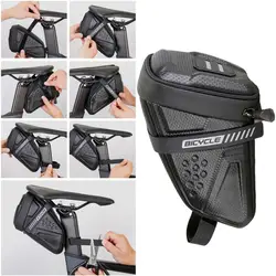 Bicycle Under-seat Bag Waterproof Hard Shell Bike Saddle Bag with Reflective Strap for Road Mountain Bicycles Under-seat Tools