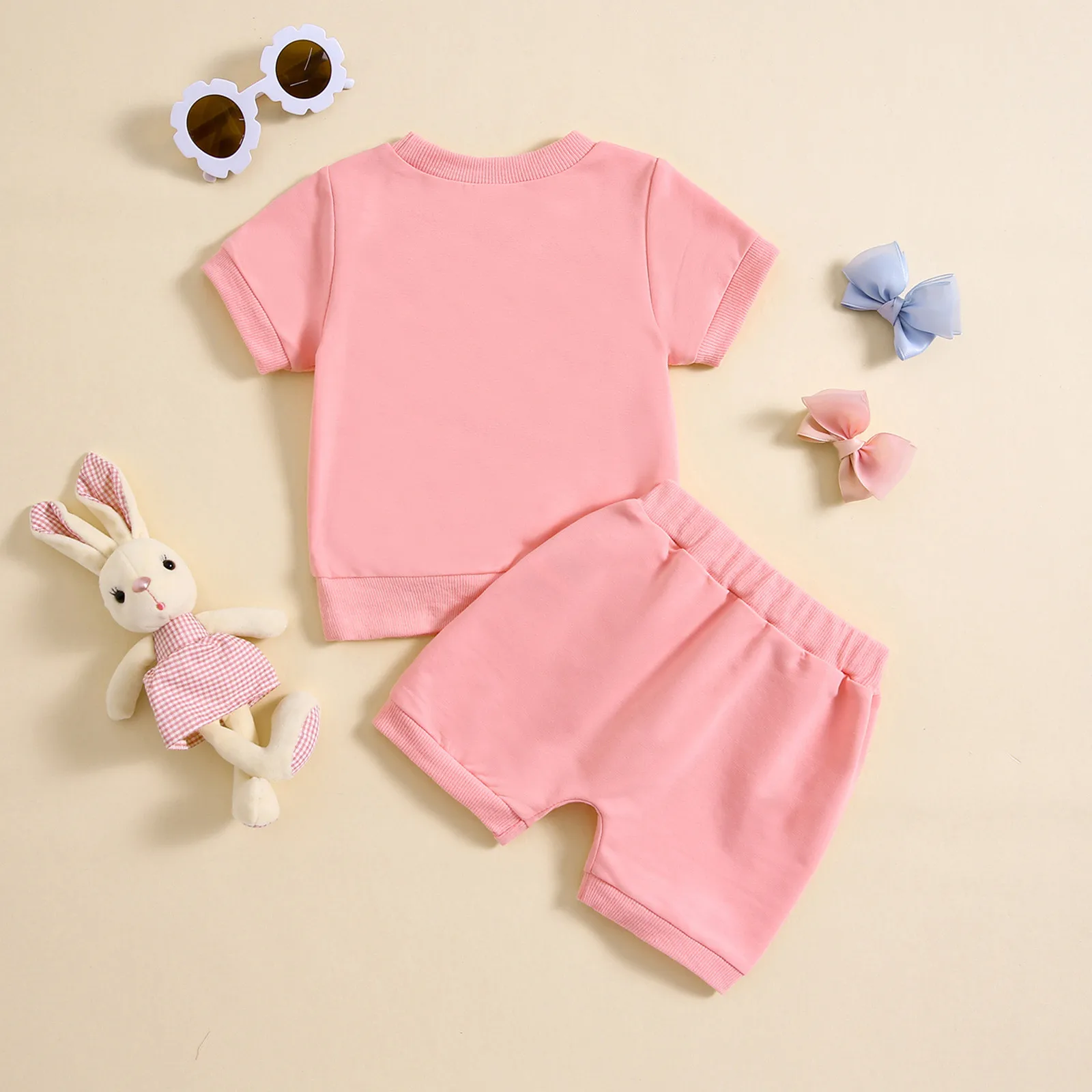 0-3Y Toddler Baby Girl Outfits Daddys Bestie Short Sleeve Embroidery Top Elastic Short Sets Infant Clothes Two Pieces Outfits