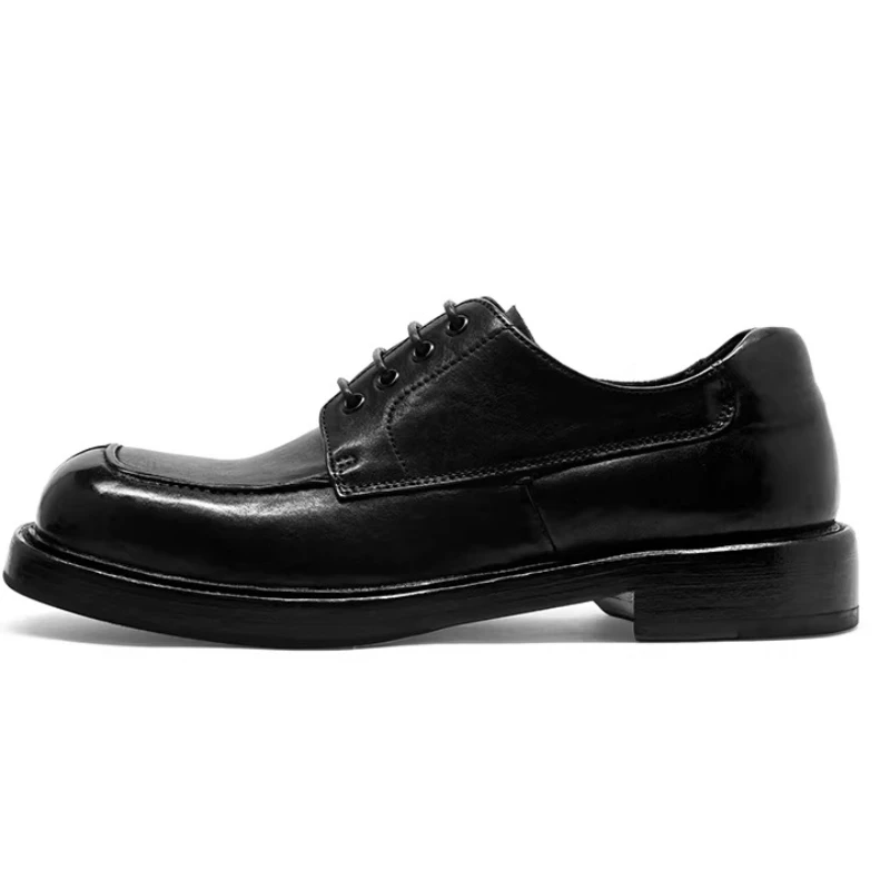 Horse Leather Derby Shoes for Men's Dress Shoes Comfortable Height Increasing Shoes Horsehide Breathable Casual Leather Outsole