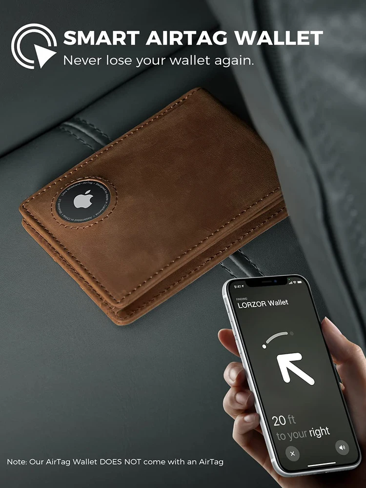 YATBEST Men's Wallet With Air Tag Positioning Slot Ultra-Thin Portable Card Bag RFID Anti-Theft Credit Card Holder image 5