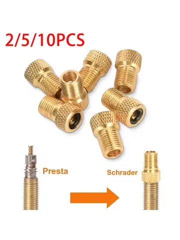 Bicycle Presta To Schrader Adapter Bike Tire Valve Adapter Copper Golden Bicycle Pump Tire Valve Connectors F/V To A/V Converter
