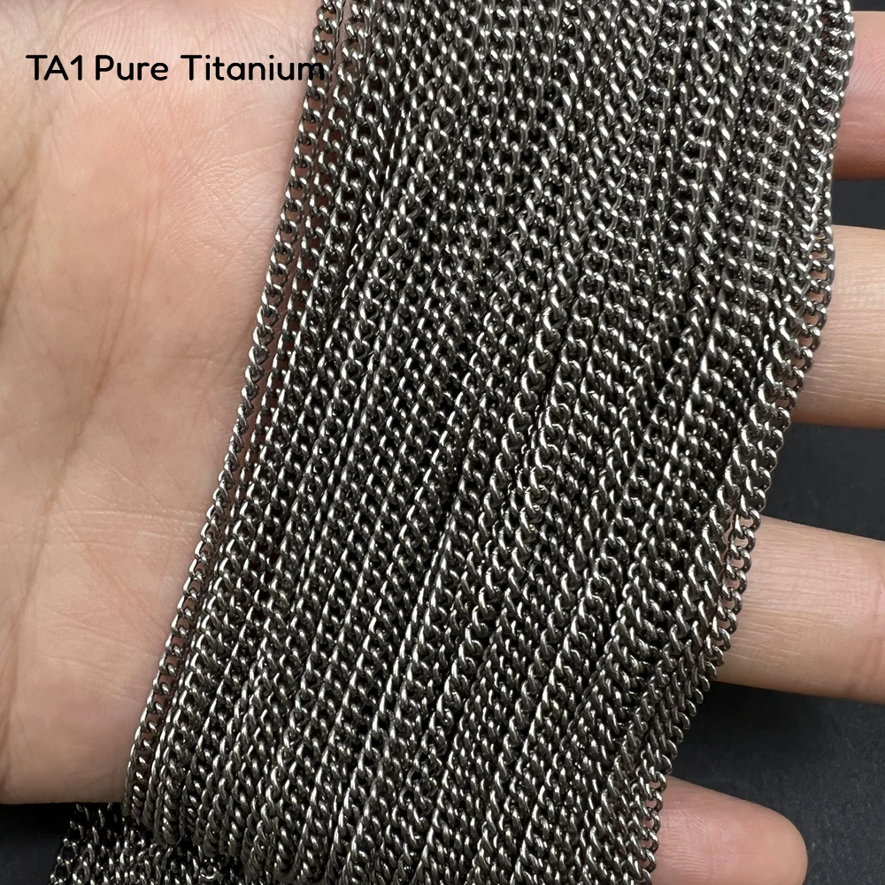 

Wholesale 10 Meters 2.2mm TA1 Pure Titanium Cuban Link Chain for DIY Necklaces Bracelets Curb Twist Rolo Chain Unisex Necklaces