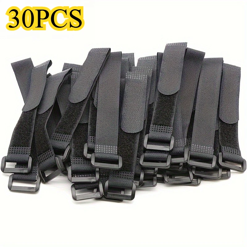 30pcs multi-functional reverse hook-loop cable ties, adjustable shoulder straps, cable organizer, and adhesive cable clamps