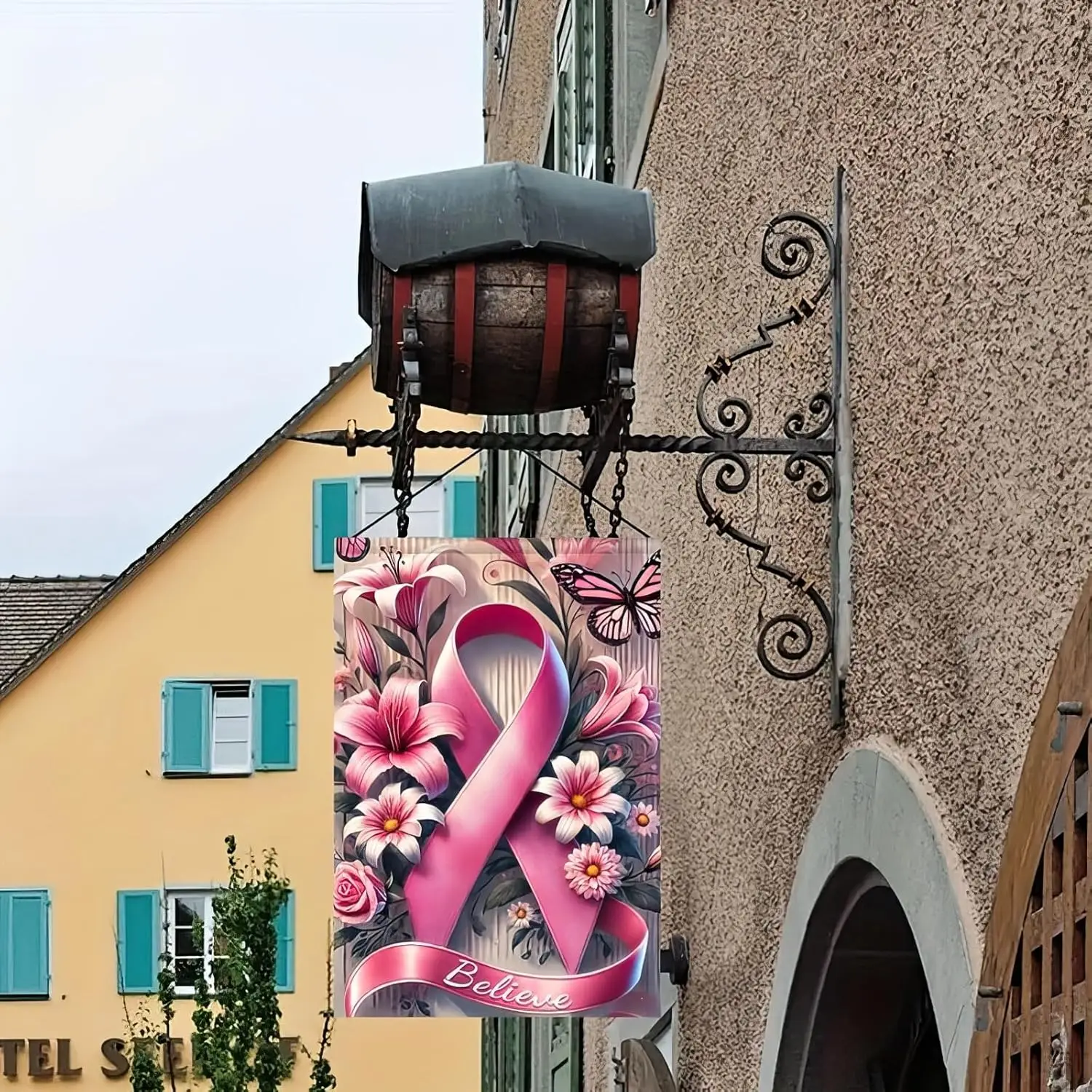 Breast Cancer Awareness Inspirational Garden Flag 12x18 Double Sided Pink Ribbon Decorative Flags Breast Cancer Yard Flag Su GGX