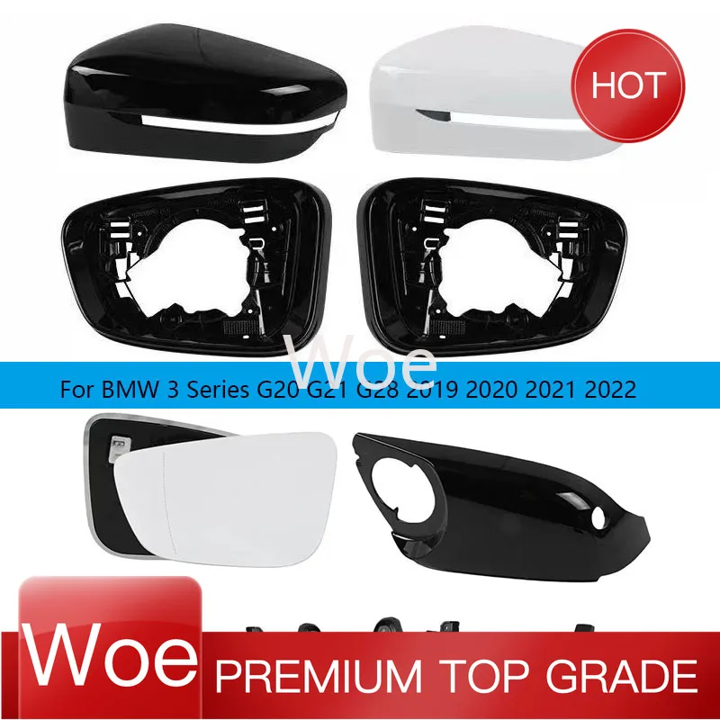 Woe For BMW 3 Series G20 G21 G28 2019 2020 2021 2022 4 Series 2021- Auto Rear Mirror Glass Cover Frame Turn Signal Light Bottom