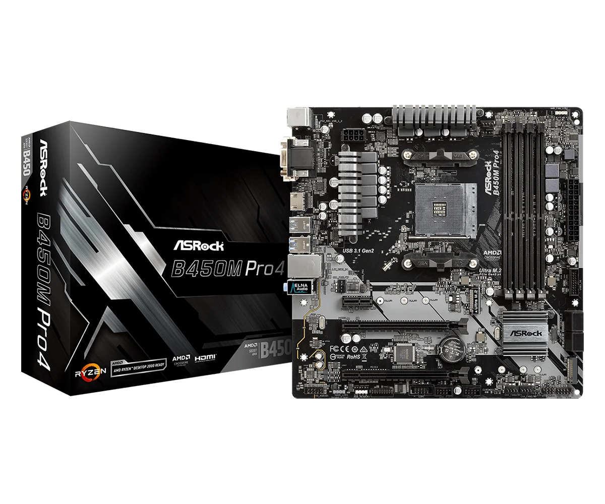 B450 B450M Материнская плата ASRock B450M Pro4 AM4 64 ГБ DDR4 Micro ATX 2xM.2 с поддержкой Ryzen 5600 5700 3600 5500 3400 2400 процессор новый