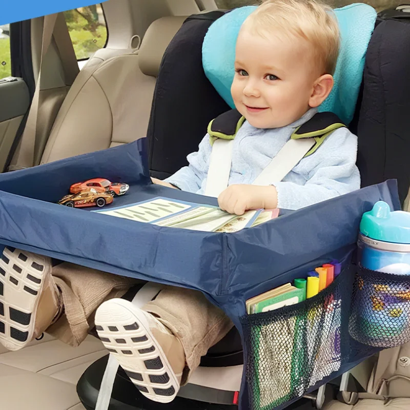 Car Baby Stroller Tray, Kids Travel Tray, Large Size Foldable, Fits Fruits Snacks Books Toys, Multi-Purpose view 4