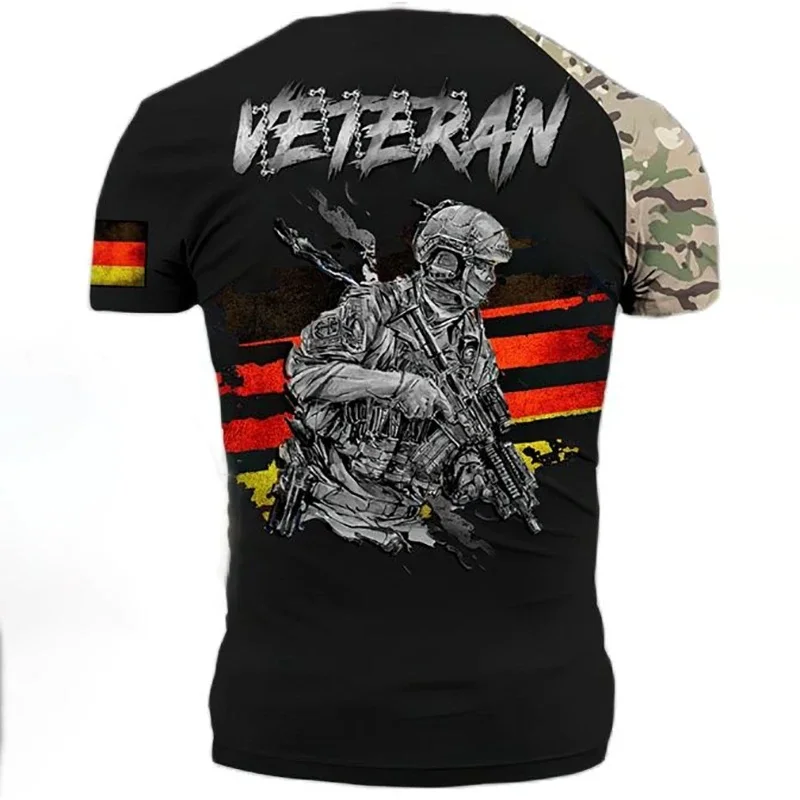 1 Piece Custom Your Picture  New Army Veteran Camo Commando Clothing 3D Printed Men'S T-Shirt German Soldiers Casual Crewneck Lo