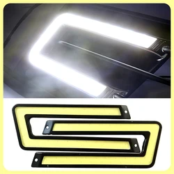 2PCs U Shape COB LED Light Universal Car Truck Daytime Running Light DRL DC12V White Day Bright Light Car Night Driving Fog Lamp