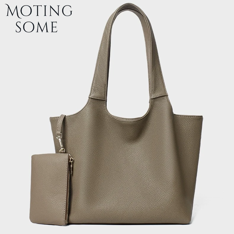 MOTINGSOME Soft Genuine Leather Women Casual Tote Bag Fashion Large-capacity Luxury Commuting Underarm Bags 2026 New in Handbag