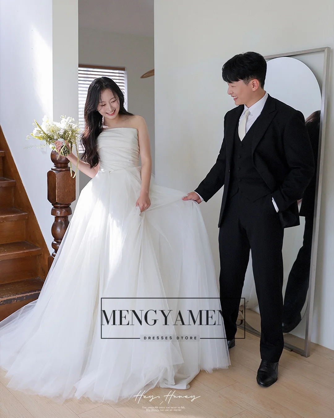 Zhuishu sem alças macio tule em camadas vestidos de casamento coreano sessão de fotos em camadas vestidos de noiva de fadas festa à noite personalizado