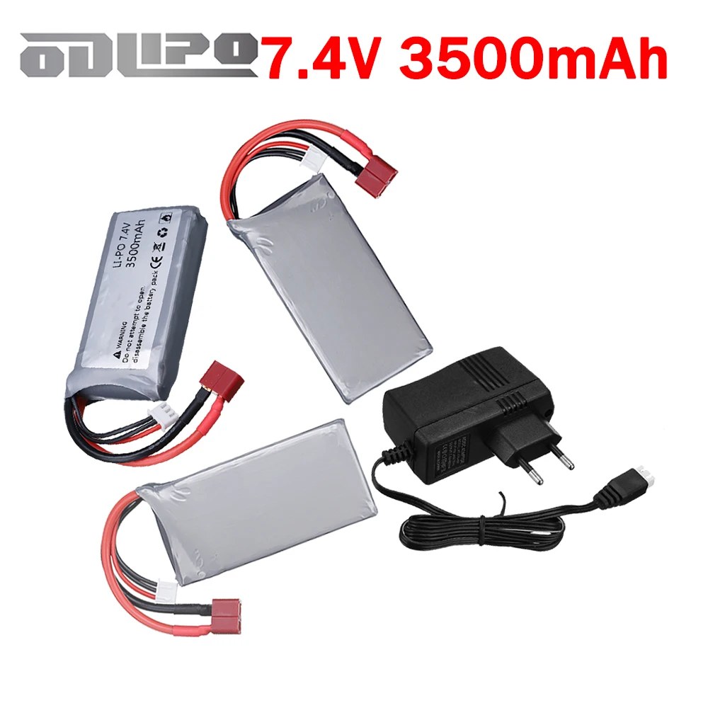 Upgrade 3500mAh 7.4V Lipo Battery For Wltoys 12428 12423 RC Car, 2S 7.4v Battery for feiyue 03 Q39 Electric Toys Cars Parts