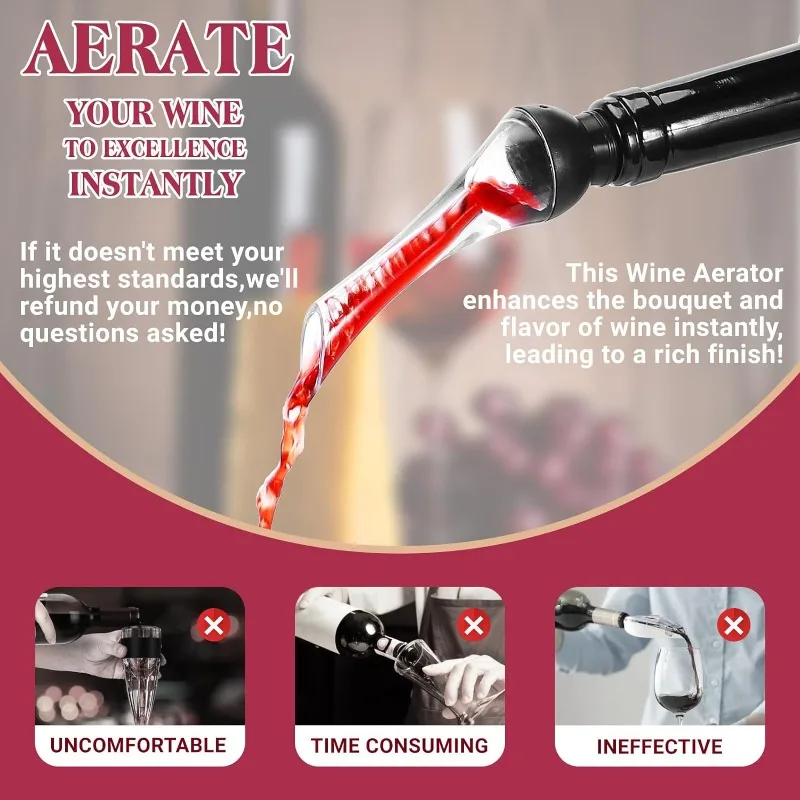 Wine Aerator Pourer Spout - Premium Wine Decanter Wine Pourer Fits All Wine Bottles Wine Accessories Gifts for Wine Lovers