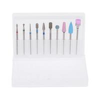 10 Pcs Tungsten Steel Grinding Head Set Nail Drill Bits Manicure Tools Beauty Parlor Spa Salon Professional Beginner Artificial