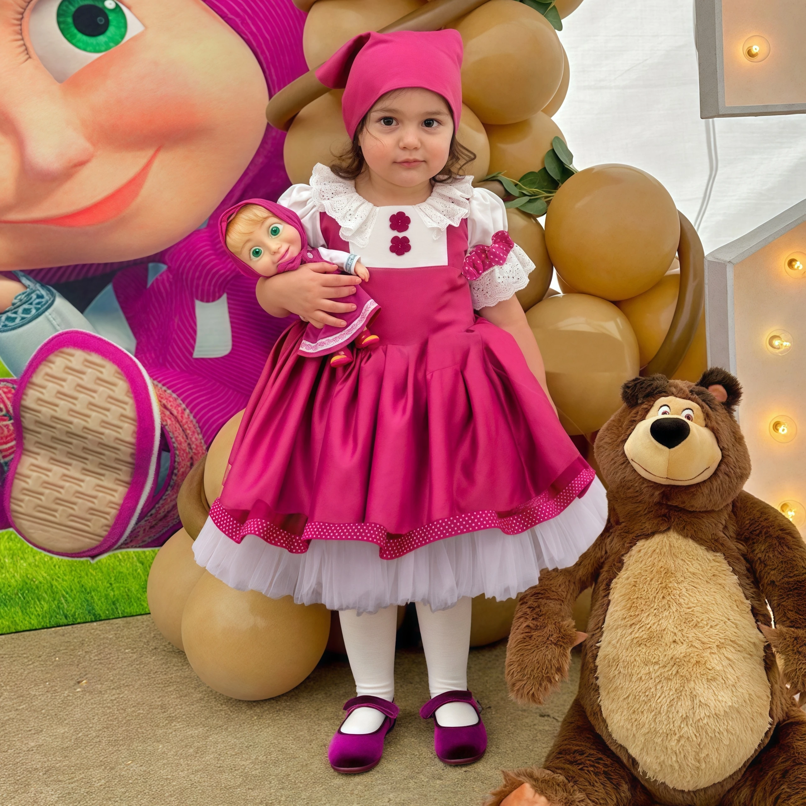 Toddler Mash Baby Girls Party Dress Maid Lolita Bear 1st Birthday Princess Prom Dresses Gala Bow Wedding Bridesmaids Kids Clothe