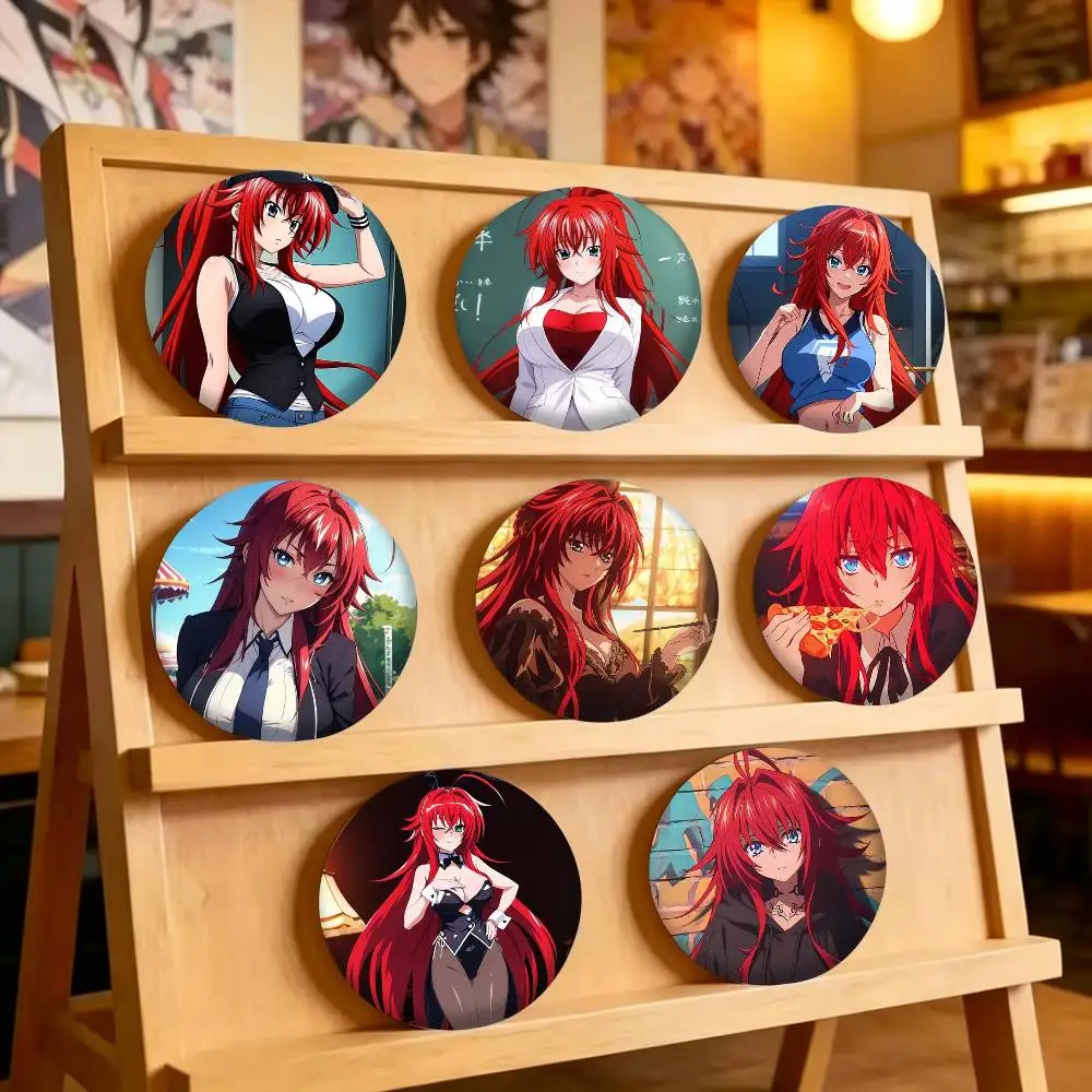 High School DxD Akeno Himejima Laser 25 32 44 58 75mm Badges Personalized Round Brooches Pins Accessory Gift