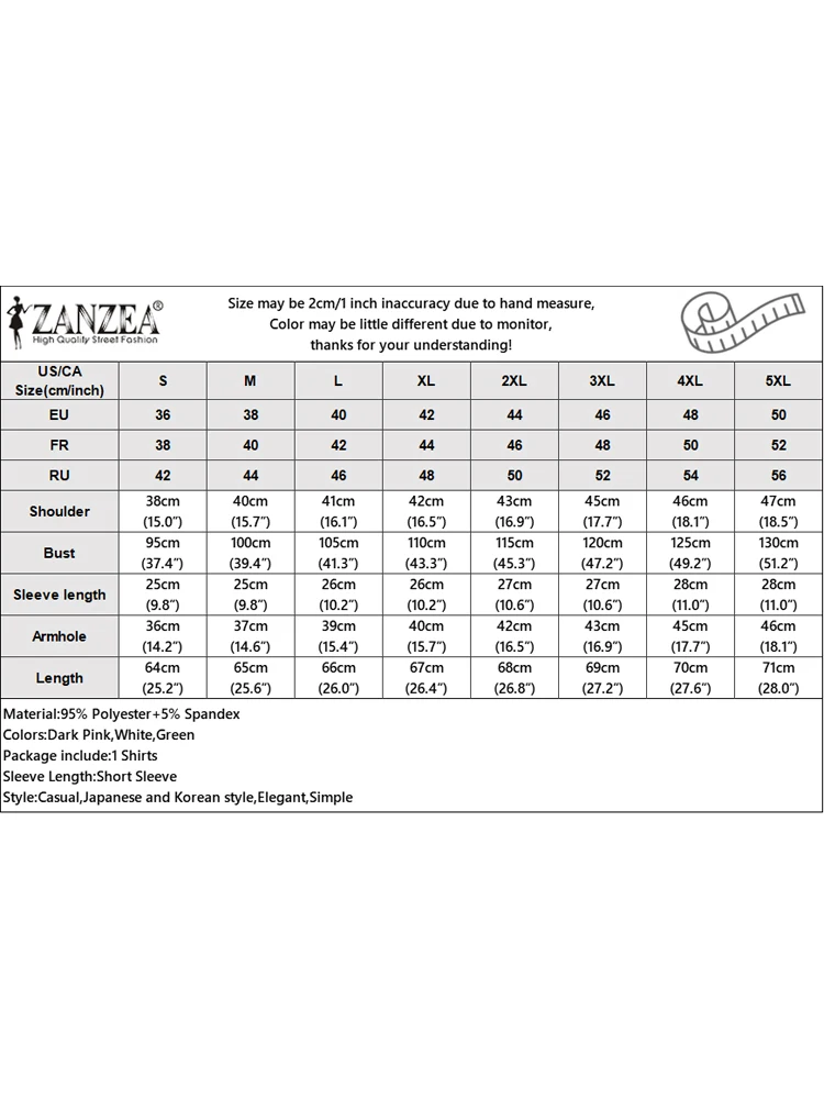 ZANZEA 여성용 한국 러플 반팔 블라우스, 라펠 넥 튜닉 2024, 세련된 화이트 블라우스, 캐주얼 루즈 탑, 여름 셔츠 패션